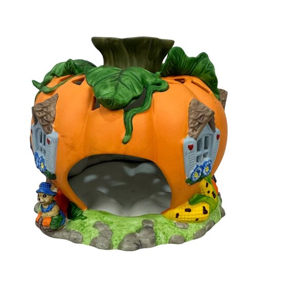 Partylite Ceramic Pumpkin House Tealight Holder Fall Decor Hand-Painted Vibrant - Picture 5 of 14
